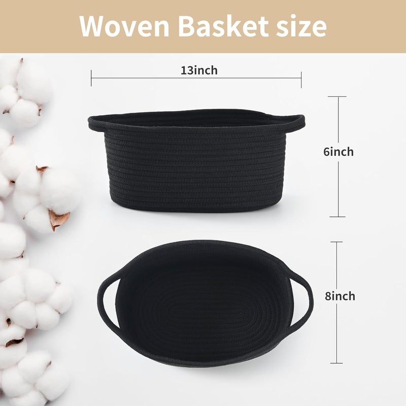 Happyiren Woven Burr Basket with Handles – Perfect for Valentine's Day, Birthdays & Special Occasions, Black Decorative Storage Container for Gifts, Toys, or Essentials - Image 2